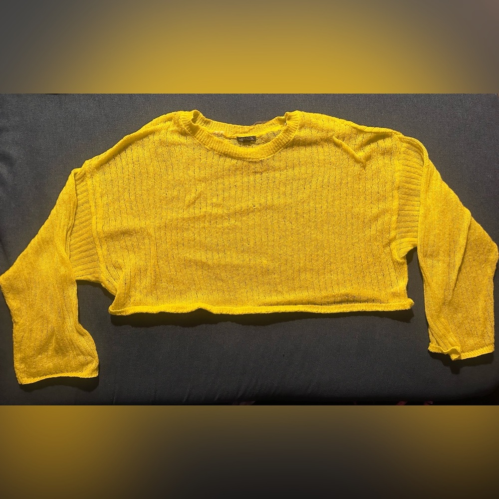 Wild Fable Neon Green (Chartreuse) Knit Cropped Sweater